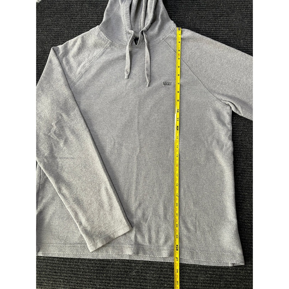 Vans Mens Gray Textured Waffle Knit Raglan Long Sleeve Hoodie Shirt Size M - Picture 6 of 8